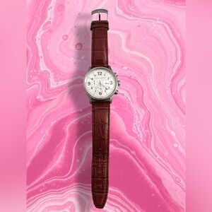 Dooney & Bourke Men’s Chronograph Watch Brown Leather Strap Stainless‎ Steel